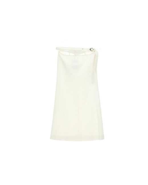 The Attico White Cut-out Midi Skirt