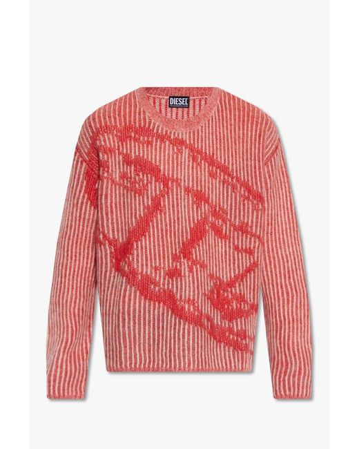 DIESEL Pink 'k-edro' Ribbed Sweater for men