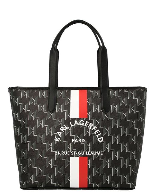 Karl Lagerfeld Rue St Guillaume Monogram Eastwest Tote Bag in Black Lyst