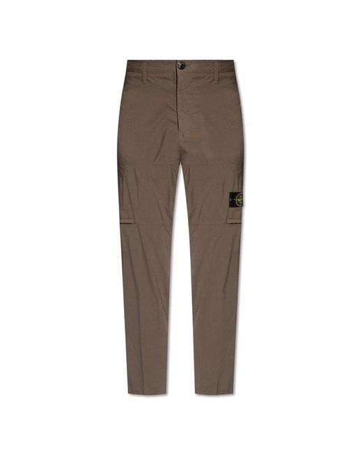 Stone Island Brown Trousers With Logo, for men