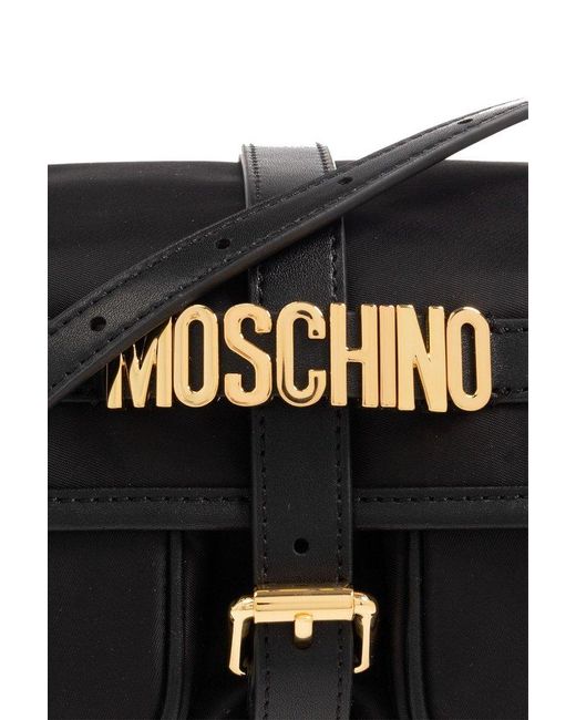 Moschino Black Shoulder Bag With Logo,