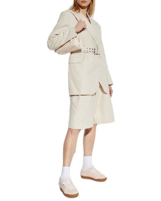Ganni White Blazer With Belt