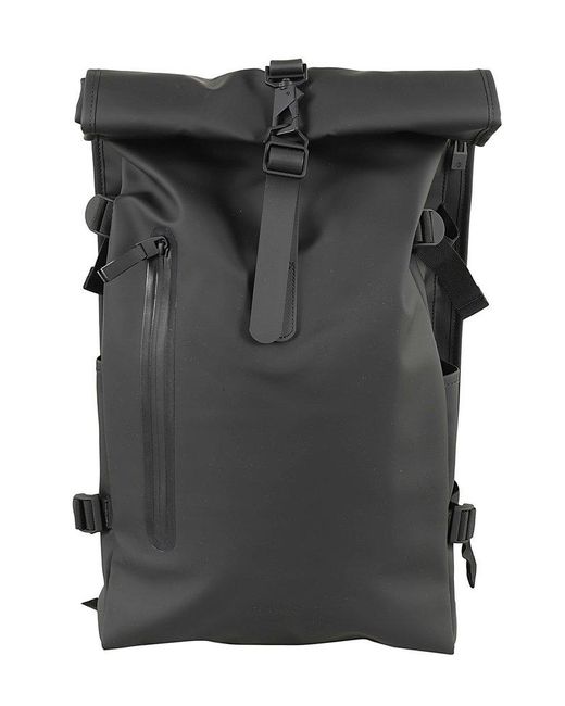 Rains Black Rolltop Large Backpack for men