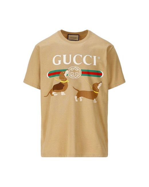 Gucci Natural Logo Printed Crewneck T-shirt for men