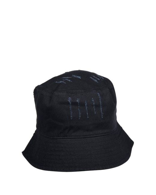 Palm Angels Black Logo Printed Distressed Bucket Hat for men
