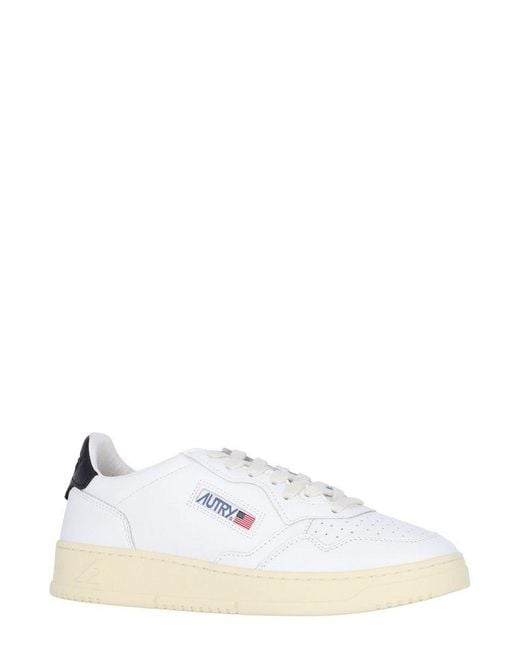 Autry White Medalist Lace-Up Sneakers for men