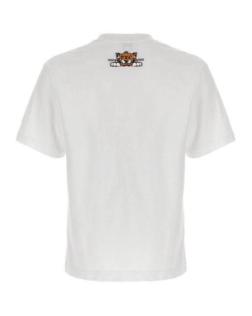 KENZO Happy Tiger Printed T-Shirt in White for Men | Lyst Canada