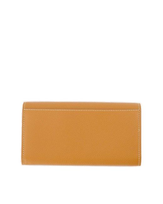 Burberry Orange Tb Plaque Foldover-top Continental Wallet