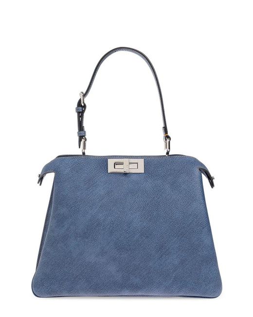 Fendi Blue Peekaboo Soft Medium Tote Bag