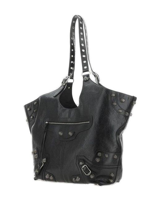 Balenciaga Black Le Cagole Large Leather Tote Bag