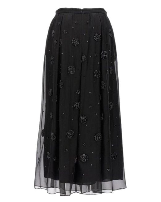 Max Mara Studio Black All-over Embellished Long Skirt