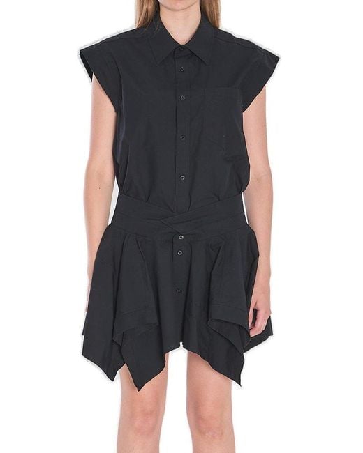 Alexander Wang Black Short-Sleeved Mini Shirt Dress