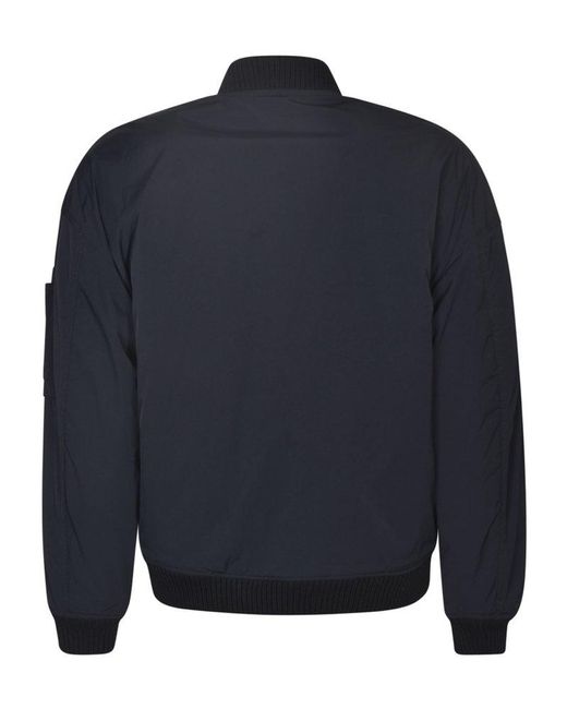 DSquared² Blue Logo Patch Long-sleeved Zipped Bomber Jacket for men