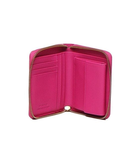 Pinko Pink Logo Plaque Zip Around Wallet