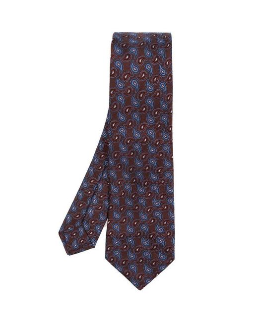 Etro Purple Pattern Embroidered Pointed-tip Tie for men