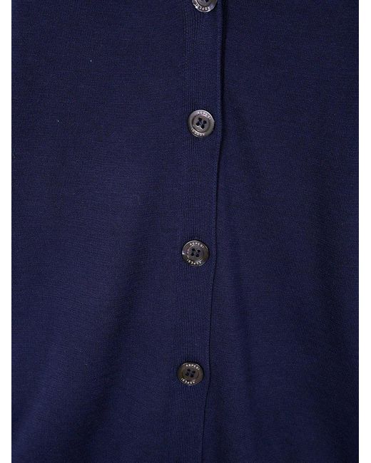 Aspesi Blue Button-Up Knit Cardigan