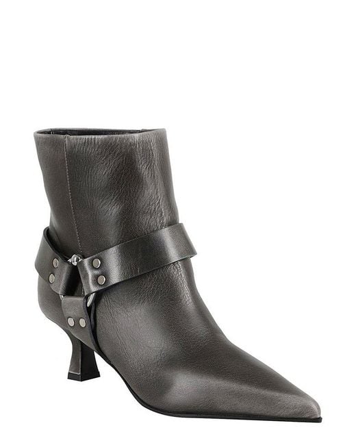 3Juin Brown Kitten Heel Ankle Boots