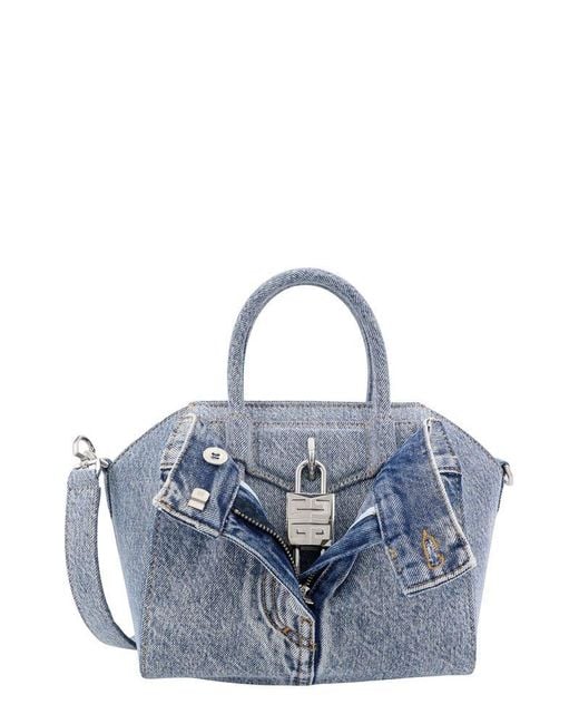 Givenchy Blue 'Antigona Lock' Mini Handbag