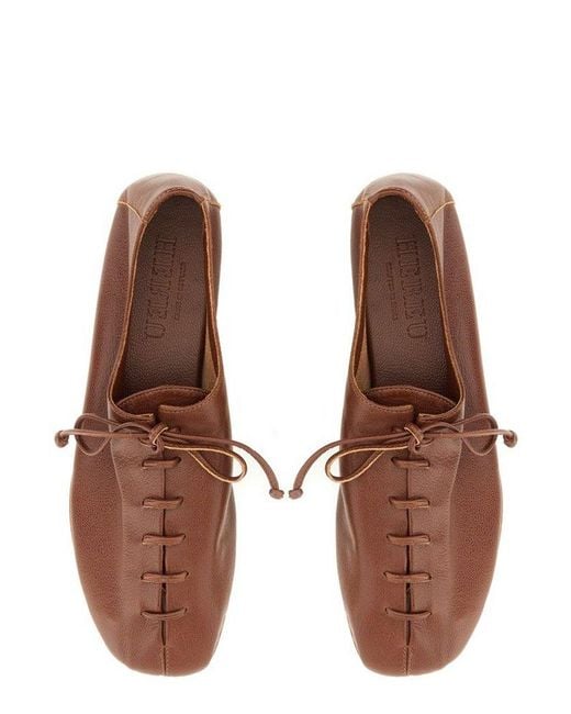 Hereu Brown Artisan Lace-Up Sandals