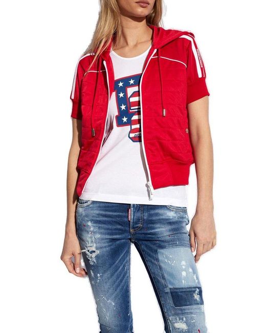 DSquared² Red Ground Short-sleeved Hooded Jacket