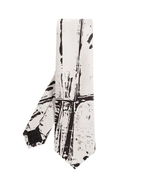 Alexander McQueen White Silk Tie, for men