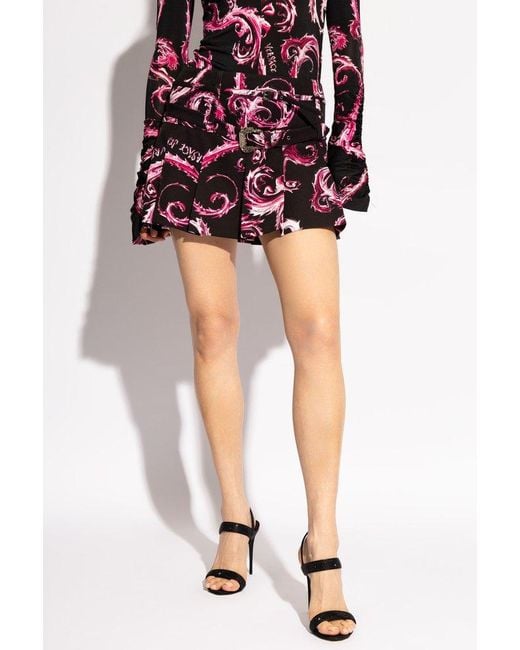 Versace Jeans Couture Red Baroque Print Mini Skirt