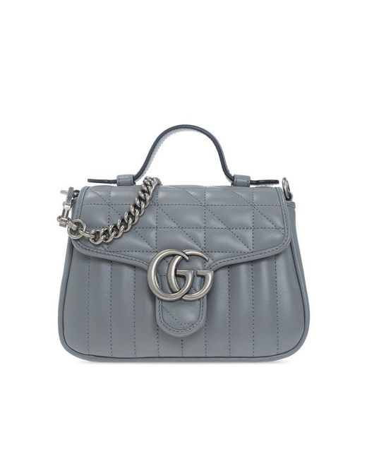 Gucci Gray GG Marmont Mini Top Handle Bag