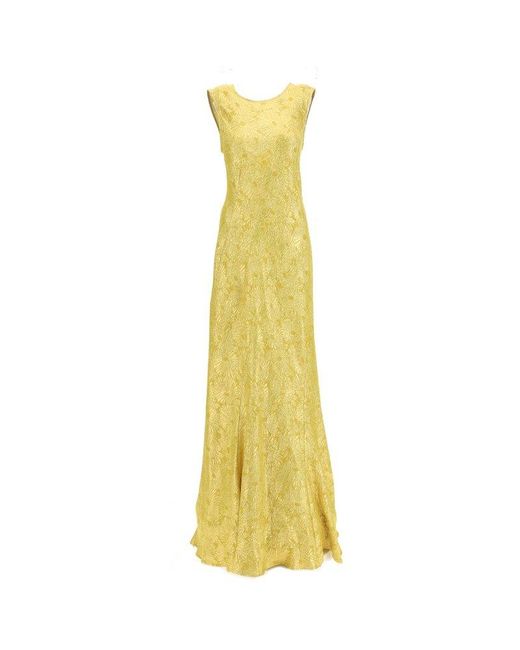 Dries Van Noten Yellow Floral Pattern Flared Sleeveless Dress