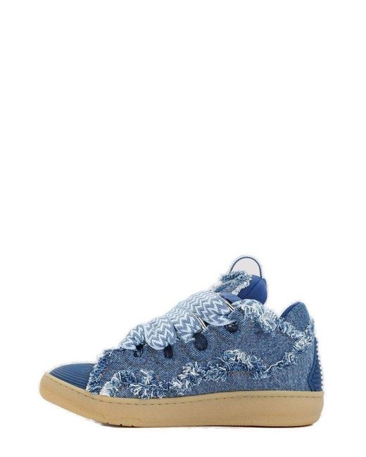 Lanvin Blue Frayed Curb Sneakers