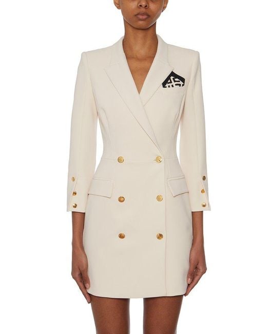 Elisabetta Franchi Natural Double-breasted Tailored Blazer Dress