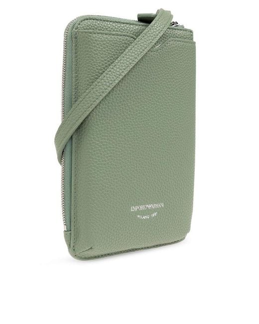 Emporio Armani Green Strapped Phone Holder,