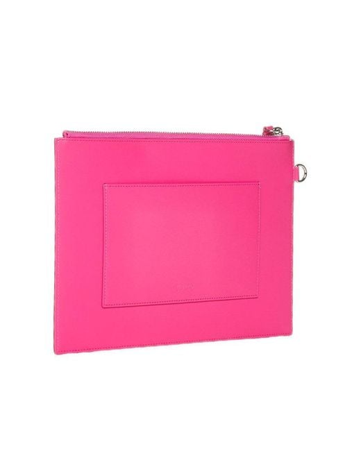 KENZO Logo Leather Large Clutch Bag in Pink | Lyst Canada