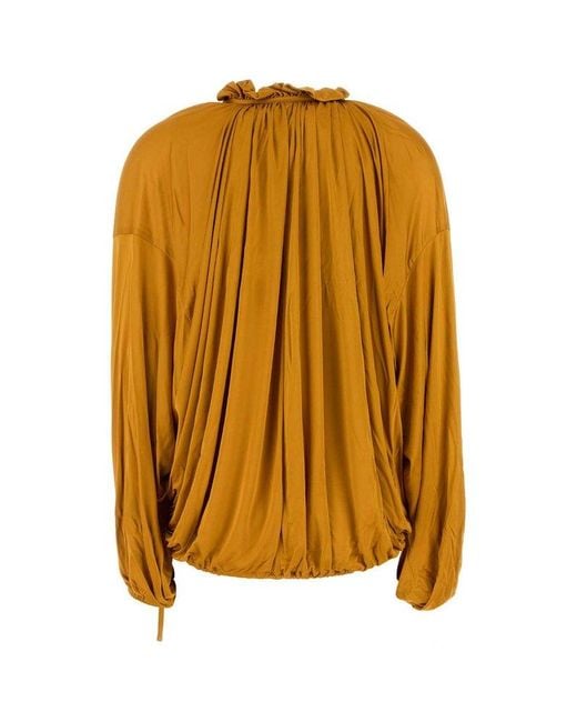 Saint Laurent Yellow Puff-Sleeved Knitted Shirt