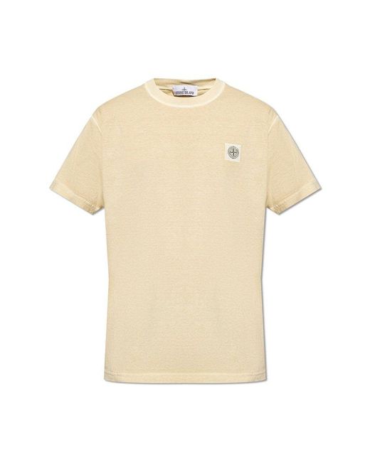 Stone Island Natural T-shirt With Logo, for men