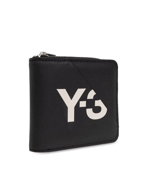 Y-3 Black Logo Printed Zip-around Wallet for men