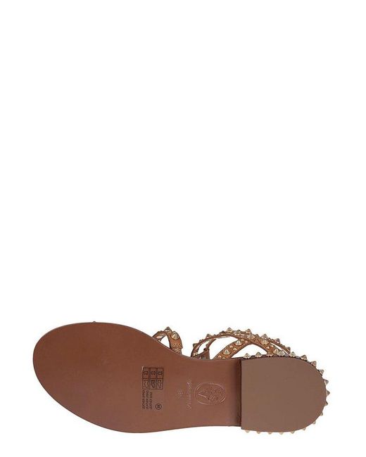 Ash Brown Embellished Open Toe Sandals