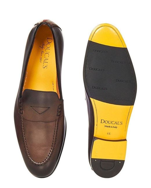 Doucal's Brown Penny-Slot Slip-On Loafers for men