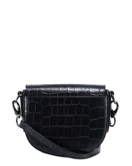 Longchamp Cavalcade Embossed Croc Leather Crossbody Handbag In Black