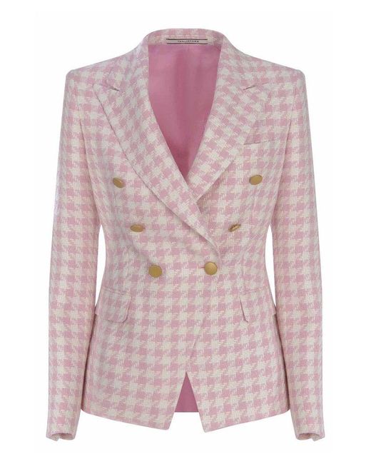 Tagliatore Pink J-Alycia Double-Breasted Checked Blazer