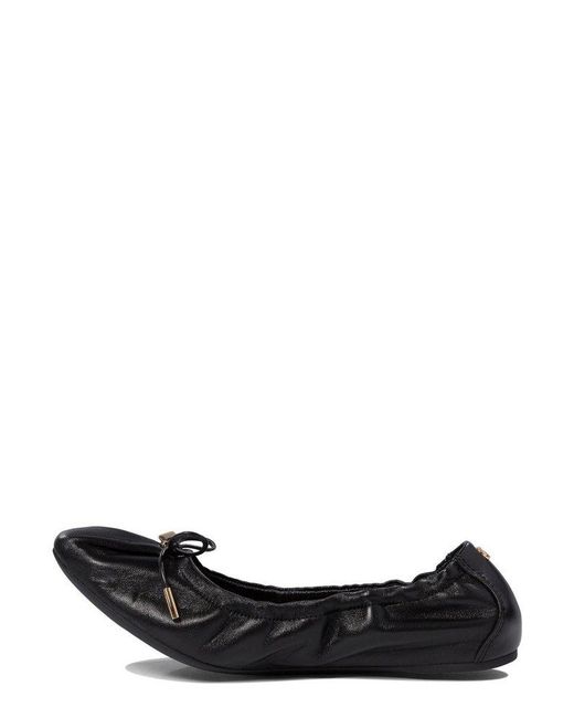 Ferragamo Black Elasticated Bow Detailed Ballet Flats