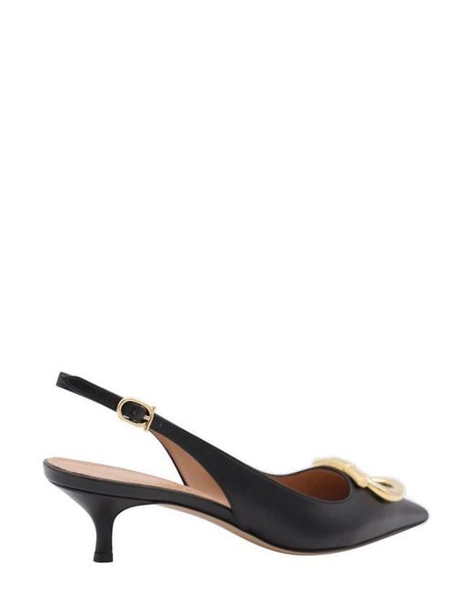 Ferragamo Black Maxi Gancini Slingback Pumps