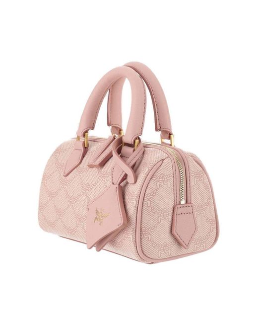 MCM Pink Ella Mini Lauretos Boston Bag