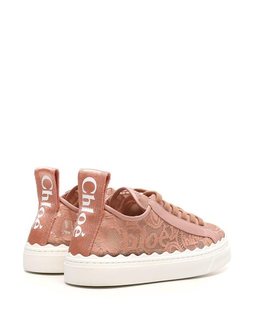 Chloé Low-top Lace Lauren Sneakers in Pink - Lyst