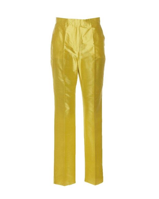 Max Mara Studio Yellow High Waisted Straight Leg Trousers