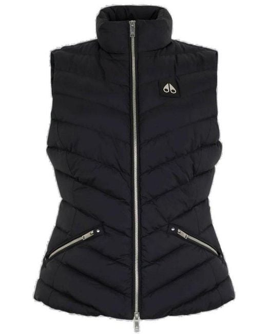Moose Knuckles Black Logo Plaque Zipped Down Jacket