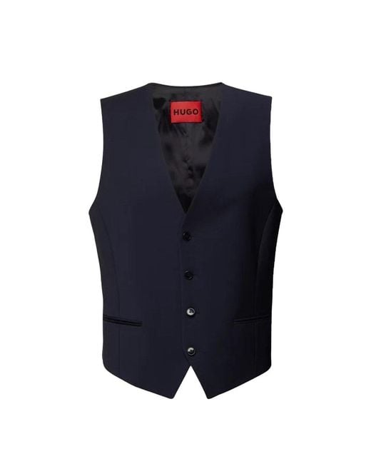 HUGO Blue Slim-fit V-neck Waistcoat for men