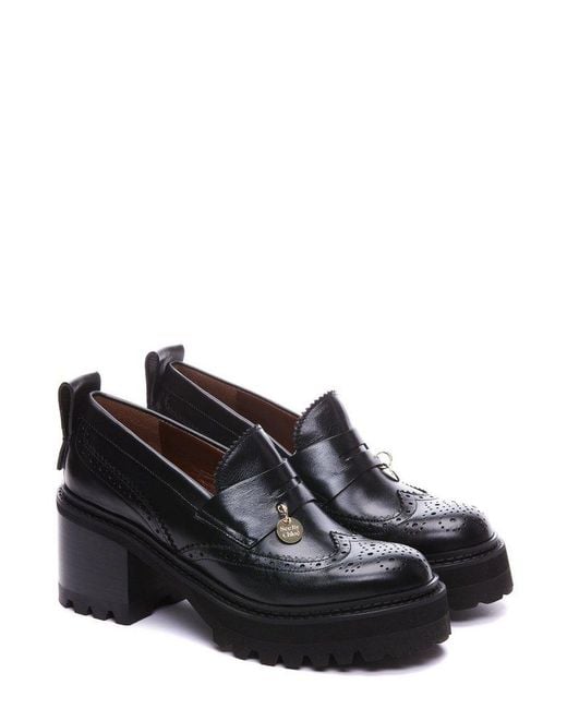 See By Chloé Black Aryel Block Heel Pumps