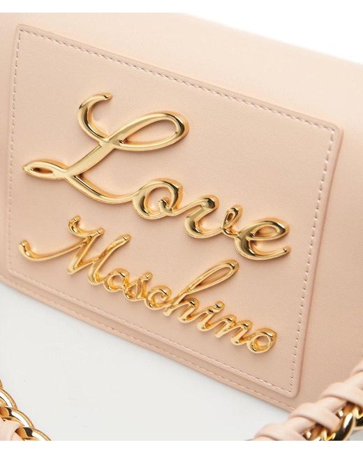 Love Moschino Natural Logo Lettering Mini Shoulder Bag