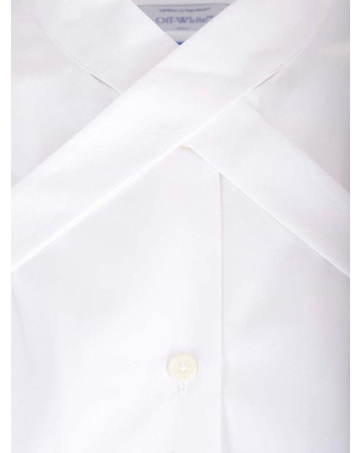 Off-White c/o Virgil Abloh White Cross-collar Curved Hem Shirt