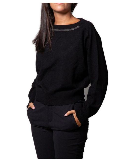 Brunello Cucinelli Black Smile Monile Embellished Jumper